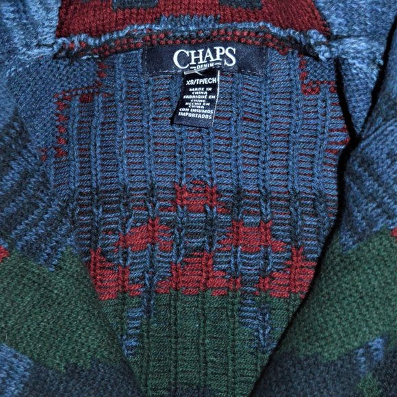 RALPH LAUREN CHAPS XS AZTEC SWEATER VEST BLUE, GREEN & RED VERY NICE WOMENS - Picture 4 of 4